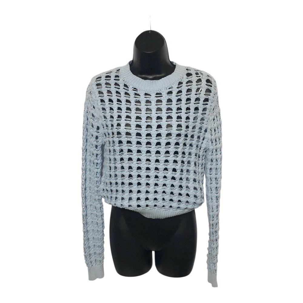 Sincerely Jules blue‎ open crochet mesh fisherman net style sweater size XS new